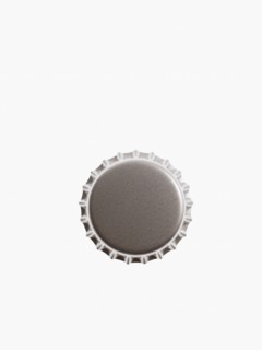 Studio shot of grey bottle cap. Photo : David Arky
