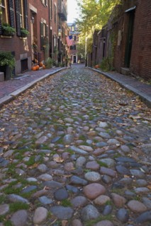 USA, Massachusetts, Boston, Beacon Hill, cobblestoned alley. Photo : fotog