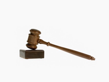 Studio shot of wooden court gavel. Photo : David Arky