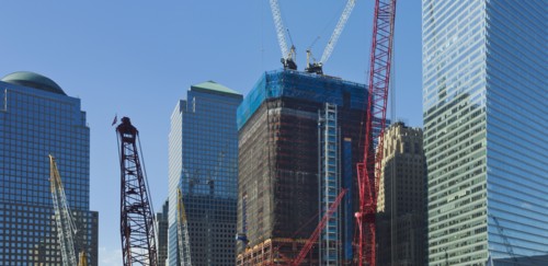 USA, New York, New York City, Construction site of World Trade Center.