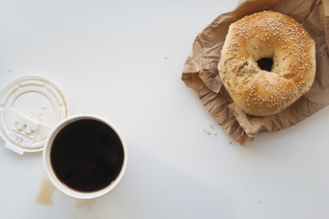 Donut and cup of coffee.