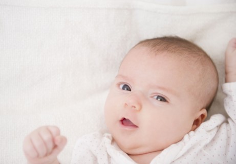 USA, New Jersey, Jersey City, Baby girl (2-5 months) portrait. Photo : Jamie Grill Photography