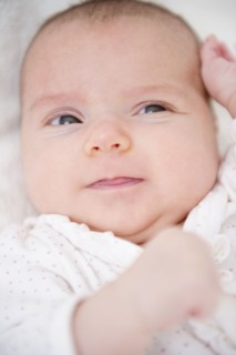 USA, New Jersey, Jersey City, Baby girl (2-5 months) portrait. Photo : Jamie Grill Photography