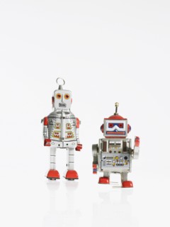 Studio shot of book robots. Photo : David Arky
