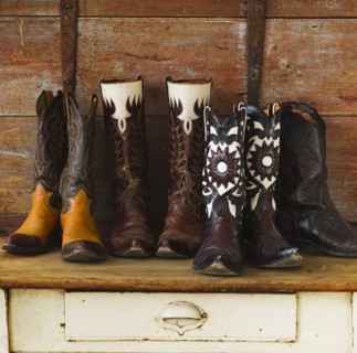 Variation of cowboy shoes.
