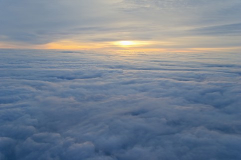 Sunrise over clouds.