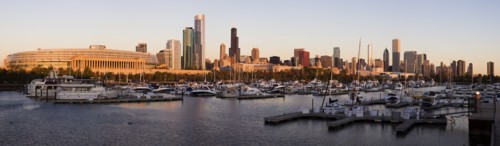 USA, Illinois, Chicago harbor and skyline. Photo : Henryk Sadura