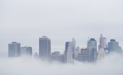USA, New York State, New York City, Skyline in fog. Photo : fotog