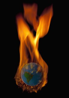 Studio Shot of burning globe. Photo : Mike Kemp