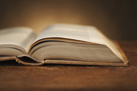 Close-up of open book.
