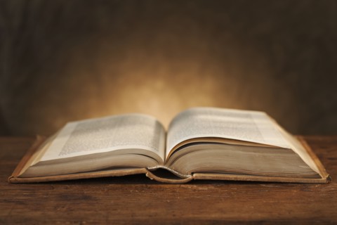 Close-up of open book.