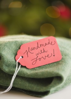 Handmade jumper with tag. Photo : Jamie Grill Photography
