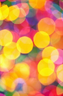 Illuminated Christmas tree lights.