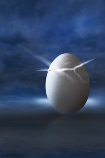 Digital composition with white egg.