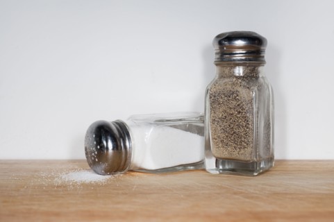 Spilled salt and pepper.