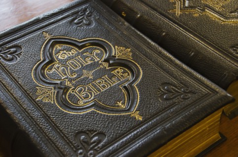 Close up of antique bible.