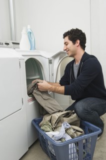 Man doing laundry.