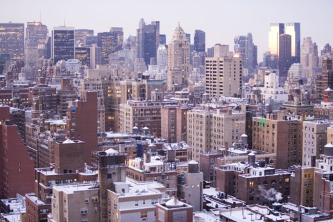 USA, View of New York City covered with snow . Photo : fotog