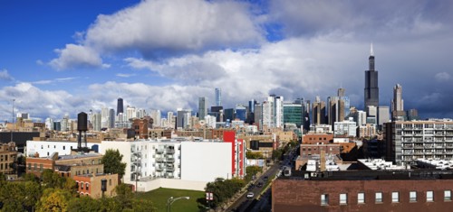 USA, Illinois, Chicago, Clouds over downtown. Photo : Henryk Sadura