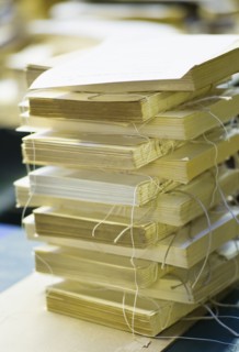 Stack of book bindings.