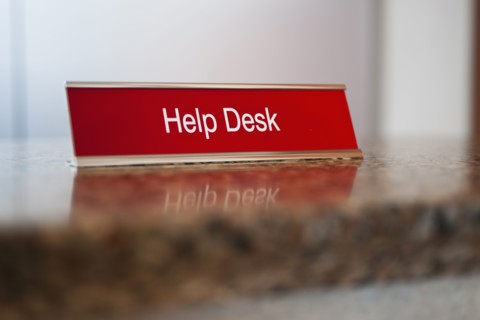 Help desk sign.