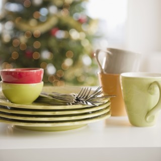 Stacked plates and crockery. Photo : Jamie Grill Photography