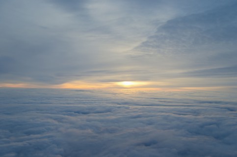 Sunrise over clouds.