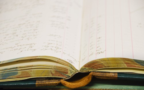 Open diary, close-up.