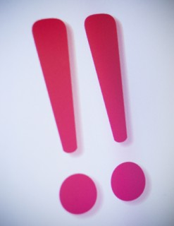 Studio shot of exclamation marks. Photo : Jamie Grill Photography