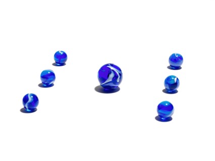 Blue glass balls. Photo : David Arky