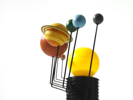 Solar system model on white background. Photo: David Arky