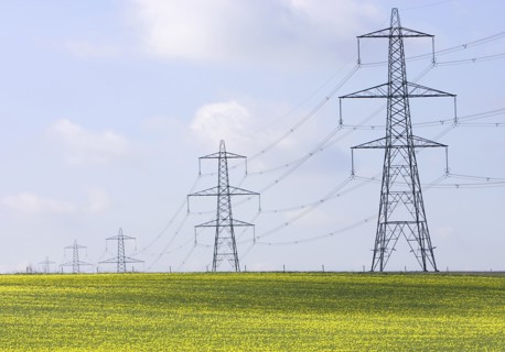 UK, Cambs, Burwell, Electricity pylons. Photo : Justin Paget