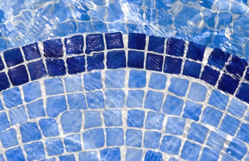 Water Rippling on Swimming Pool Step