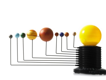Solar system model on white background. Photo: David Arky