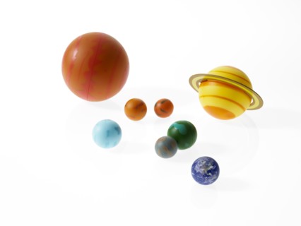 Solar system planets on white background. Photo: David Arky
