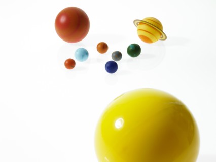 Solar system planets on white background. Photo: David Arky