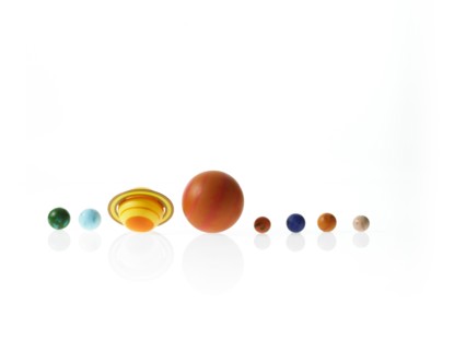 Solar system planets on white background. Photo: David Arky