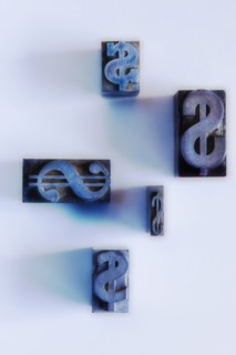 Close up of printing blocks with dollar sign.