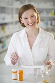 Pharmacist preparing medicine.