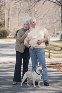 USA, Virginia, Richmond, portrait of senior couple with dog. Photo: Mark Edward Atkinson