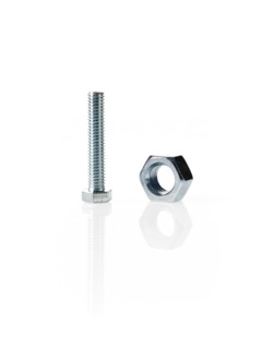 Studio shot of bolt and nut. Photo : David Arky