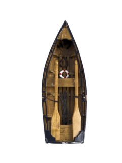 Studio shot of wooden boat. Photo : David Arky
