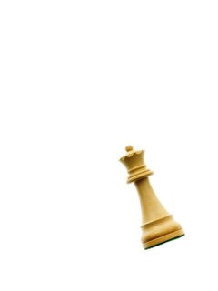 White queen chess piece on white background. Photo : David Arky