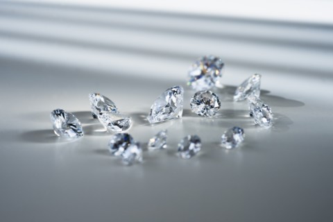 Studio shot of diamonds.