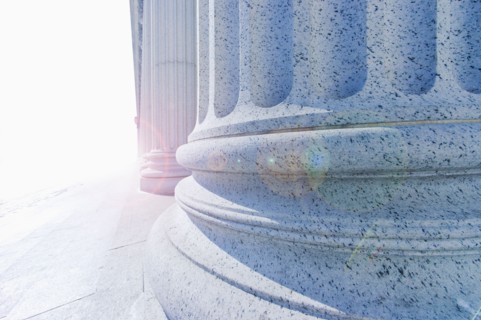 USA, New York City, New York, close up of column in sunlight.