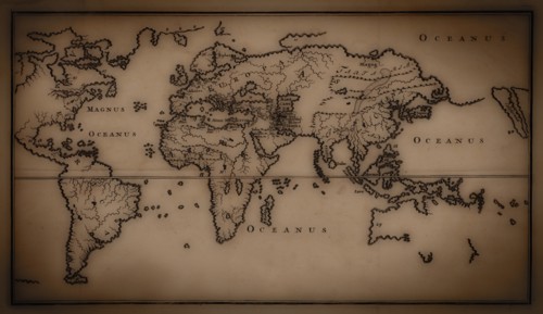 Close up of antique world map.