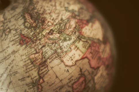Close-up of antique globe.