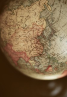 Close-up of antique globe.