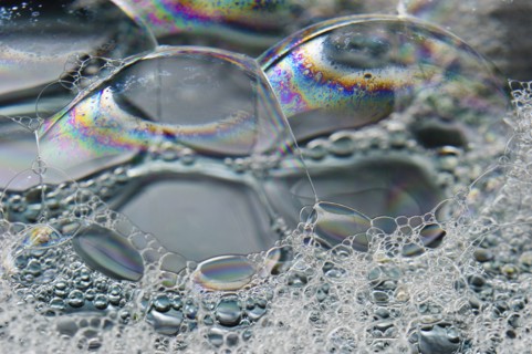 Close up of soap bubbles.