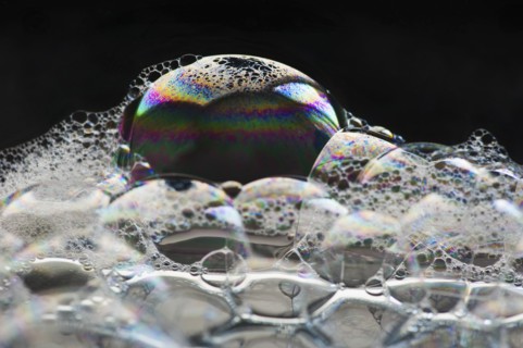 Close up of soap bubbles.